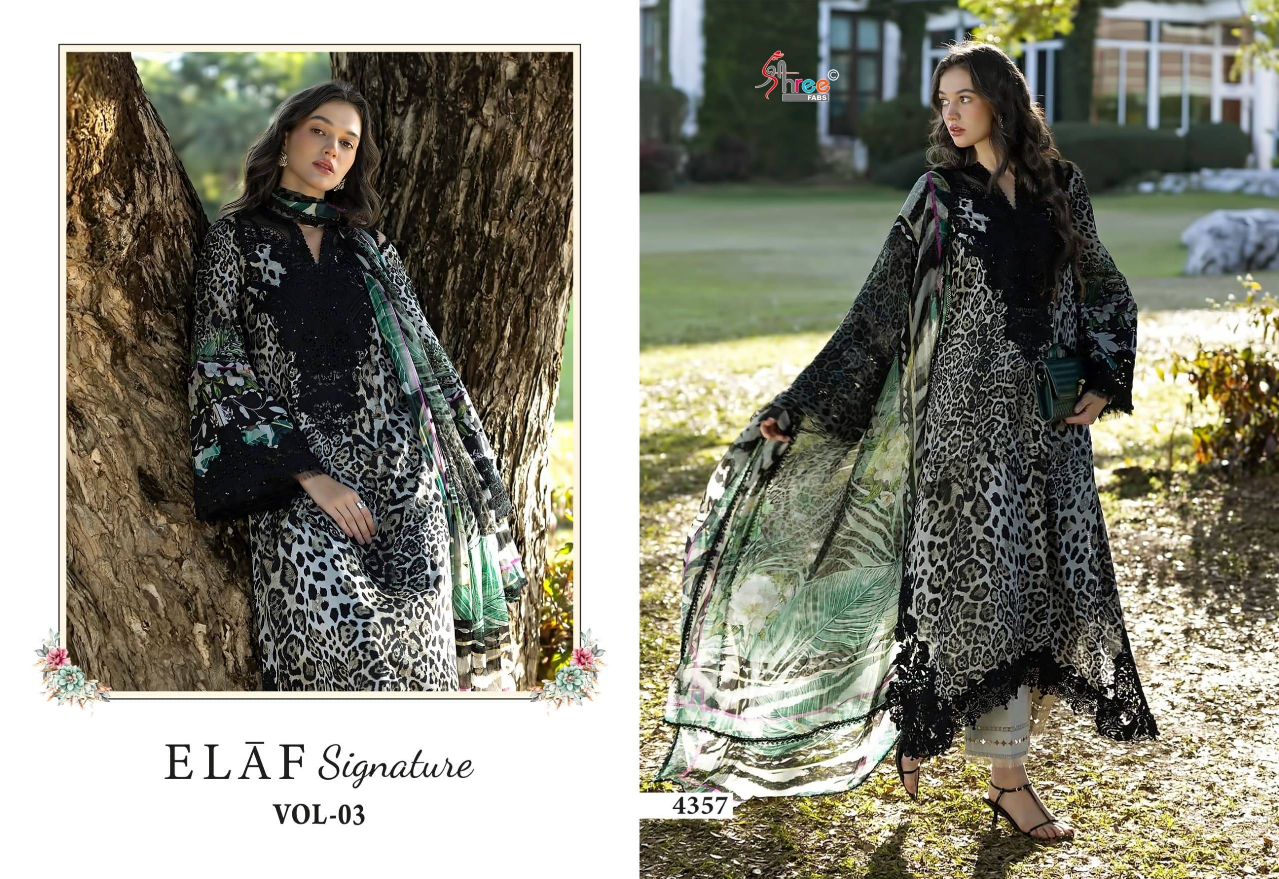 ELAF SIGNATURE VOL-3 BY SHREE FAB 4351 to 4358  Series Beautiful Pakistani Suits Colorful Stylish Fancy Casual Wear & Ethnic Wear Pure Cotton Print Dresses At Wholesale Price